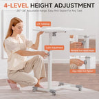 GTPLAYER Mobile Small Standing Desk, Tiltable Sit Stand Portable Rolling Laptop Desk with Lockable Wheels, Adjustable Height Overbed Bedside Table Computer Workstations, White - size: 28x16in (Tiltable)