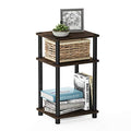 Furinno JUST Side Table, 3-Tier End Table, Open Shelves Night Stand, Bedside Table, Toolless Assembly, for Living Room, Bedroom, Bathroom, Columbia Walnut - color: Columbia Walnut/Black, size: 3-Tier, Round Pole, style: 1-Pack