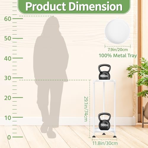 KMOTASUO 2 Tier Plant Stand Indoor for Large Tall Heavy Duty Planter, Multiple Sturdy Metal Flower Corner Rack for Narrow House Floor, Iron Vertical Level Round Orchi Holder Organizer, White - color: White, size: 2 Tier