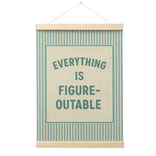 FGFK Everything Is Figureoutable Positive Affirmations Wall Art Poster Hanger Frame, Retro Cyan Inspirational Canvas Prints Framed Wall Decor for Office Classroom Home Bedroom, 12x16 Inch - color: Retro Cyan