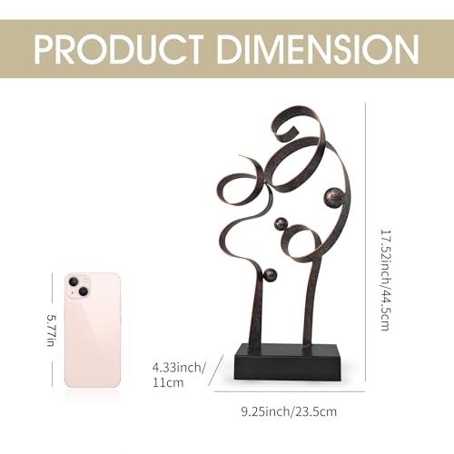 Abstract Metal Sculpture Home Decor – Modern Minimalist Line Art Statue Decorations for Table, Shelf, Living Room, Office & Entryway (Curved Sphere Metal Sculpture) - color: Curved Sphere Metal Sculpture