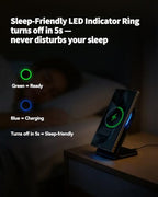 Magnetic Wireless Charger for iPhone, 15W Phone Charger Stand for iPhone/Samsung/Google(Matt Black) - color: Matt Black