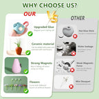 8 Pcs Cute Fridge Magnets Mini Vase Magnets for Fridge with Artificial Flowers, Tiny Ceramic Vase Refrigerator Magnets, Decorative Cute Magnets for Kitchen, Office, Locker, Whiteboard