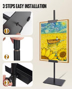 Sturdy Tabletop Picture Frame Stands, Adjustable Size Table Easels, Heavy Metal Base for Display,Picture Frame Holder Art Display Stand, Signs, Canvas (Black)