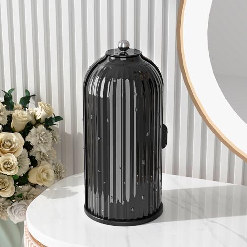 GAXmi Makeup Brush Holder with Lid Cosmetic Tools Organizer 360 Rotating Waterproof Dustproof Beauty Brushes Storage for Vanity, Dark Black - color: Dark Black