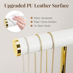 bussdis 3 Tier Bracelet Holder Display - White Leather Bracelet Holder, Detachable T Bar Jewelry Holder Organizer for Bracelet, Necklace, Earrings, Rings, Watches, Bangle - color: White