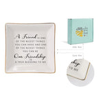 HOME SMILE Friend Birthday for Women Ring Dish with Friendship Quotes-Ceramic Jewelry Tray -A Friend is One of The Nicest Things You Can Have, Our Frienship is A True Blessing To Me - style: Frienship