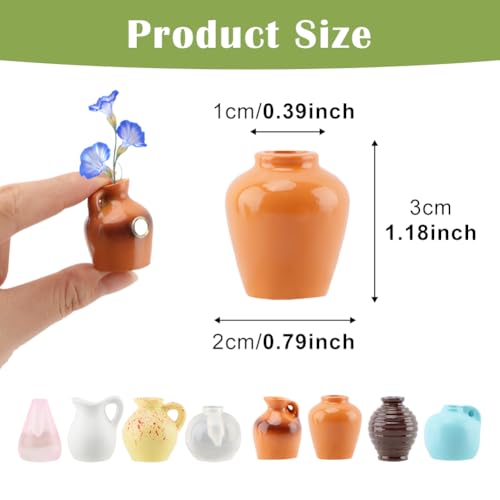 Cute Mini Ceramic Vase Magnets for Fridge, Funny Mini Plant Magnets, Flowers Pot Refrigerator Magnets Tiny 3D Plant Vase for Refrigerator Decoration Kitchen Locker Office (8 Pack)
