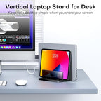 OMOTON Vertical Laptop Stand for Desk, Acrylic Laptop Holder Desktop Clear Adjustable Dock for MacBook Pro Air, HP, All Gaming Laptops up to 17” (Black, Dual Slot) - size: Dual-Black