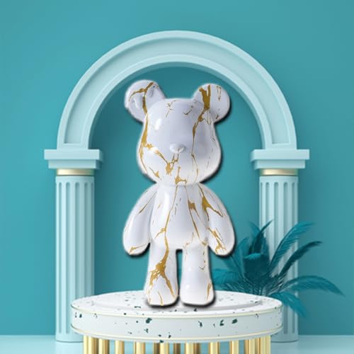 Bear Statue Resin Graffiti Animal Sculpture for Home, Office Decor, Abstract Design for Birthday, Anniversary and Gift Present (Gold Stripe) - color: Gold Stripe
