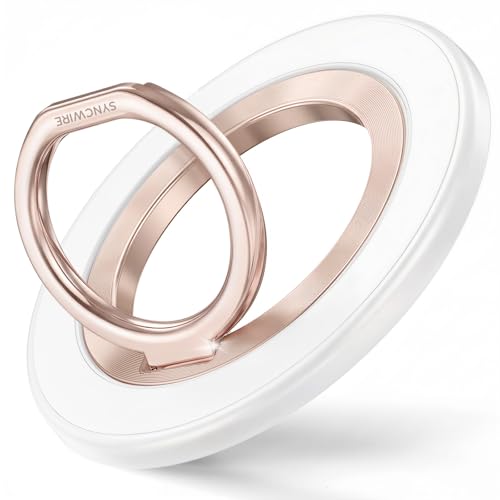 SYNCWIRE Magnetic Phone Ring Holder for MagSafe, 360° Rotation Cell Phone Grip Stand Finger Ring Kickstand Two-Sided Magnet Compatible with iPhone 17 Pro Max 16 15 14 13 12 MagSafe Accessories - color: Single Ring-1PCS-Pearl Gold