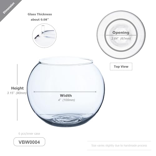WGVI Clear Glass Tea Light Votive Candle Holder, Width 4", Height 3.15", Small Globe Bubble Bowl Round Vase, Tabletop Décor Container Terrarium, 1 Piece - size: Clear Bowl 3.15"H