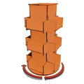 Rotating Display Stand, 3 Tier Wooden Organizer, 4-Sided Display Rack, 360 degree Spinning Multi-Pocket Tabletop Display Stand for Coasters, Stickers, Retail, Showcase, Tradeshow, 17”H, Orange - style: ORANGE