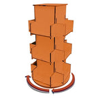 Rotating Display Stand, 3 Tier Wooden Organizer, 4-Sided Display Rack, 360 degree Spinning Multi-Pocket Tabletop Display Stand for Coasters, Stickers, Retail, Showcase, Tradeshow, 17”H, Orange - style: ORANGE