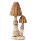 Napco Double Cap Woven Wicker Mushroom Woodland 12 x 5.5 x 4.5 inches Tan and Brown Resin Stone Collectible Figurine Statue Sculpture, Indoor Outdoor Garden Décor - style: Double Cap