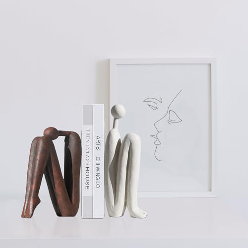 Decorative Bookends for Heavy Books, Thinker Statue Book Holders for Shelves & Office Desk, Abstract Decor Aesthetic Book Ends Stoppers, Modern Bookshelf Decoration - style: Thinkers