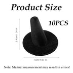10pcs Black Velvet Ring Display Stand, Ring Holder Organizer Jewelry Storage Case Display Accessories for Vendor Home Shop Counter Showcase