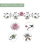Birminwind Metal Flower Wall Art above Door: 3D Floral Wall Décor above Window with Bird Leaves - 32.28" Black and Gold French Country Decoration above Bed Couch Tv