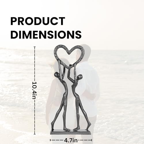 Statues for Home Decor - Modern Iron Sculpture Anniversary Hand Crafted Love Sculptures for Bedroom Living Room Romantic Figurines Marriage Gift for Couple Valentines - style: Holding love