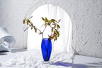 Barski - Handmade Glass - Footed Round Vase - Cobalt - 10" H (10 Inches High) Made in Europe