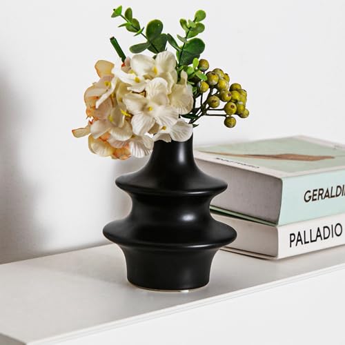 Modern Ceramic Vase Set, Small Matte Black Vases for Home Decor, Minimalist Vase for Entryway, Living Room Decoration, Table Centerpieces - color: 5 Matte Black Vase