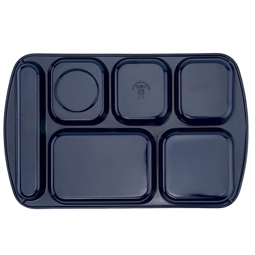 G.E.T. 6 Compartment School Cafeteria Tray, Right Handed, 10" x 15", Navy Blue (4 Pack) - color: Navy Blue, size: 10" x 15", style: 4 Pack Right Handed Trays