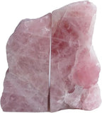 Heavy Duty Rose Quartz Bookends - Decorative Stone Book Ends 3-4 Lbs, for Office Home Decor, Large Book Holder Gift (1 Pair, 4-6.5" Height with Non-Slip Bumpers) - size: 3-4LBS