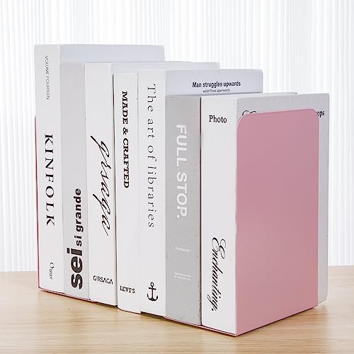 Metal Book Ends Bookend for Shelves Book Holder - color: Pink