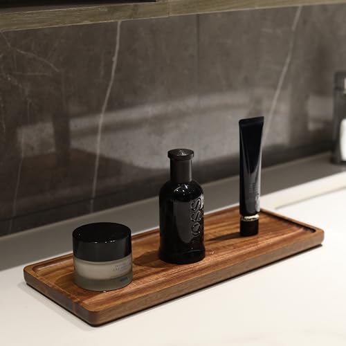 Bathroom Vanity Tray, Bathroom Tray for Counter, Toilet Tank Tray, Wood Bathroom Tray for Organizing and Home Decor (13.8 x 6 x 0.8 inch) - size: 13.8" x 6" x 0.8"