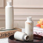 White Ceramic Vase Set of 3, Farmhouse Decor, Home Decorative Vase, Vases for Your Kitchen, Bedroom, Office, Living Room, Bathroom, & Shelf Centerpiece Table Decorations