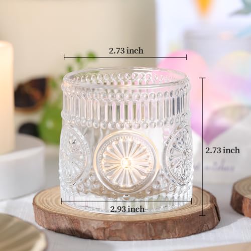 6Pcs Large Votive Candle Holders Clear Glass Tealight Candle Holders for Wedding, Table Centerpiece, Party, Birthday, Home Decor - color: Clear