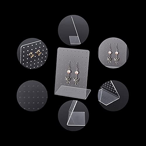 PH PandaHall 4 Pack 72 Holes Acrylic Earring Holder Organizer Ear Studs Jewelry Storage Display Rack Showcase Earrings Display Stand Earring Storage for Selling Retail Marketing Personal 3x2x4.5inch