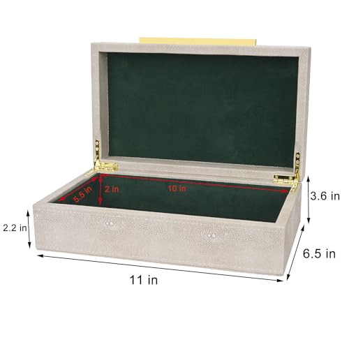 XIGEXIGE Ivory Shagreen box Faux Leather Decorative Boxes,Keepsake And Memory Storage Decorative Boxes with Lids for Modern Home Decor Jewelry Box Organizer - color: Ivory-MWZI
