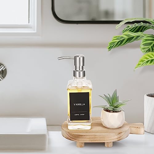 Wood Pedestal Stand, Farmhouse Wood Riser for Bathroom Kitchen Counter, Rustic Wooden Soap Tray for Bottles Candles Plant Display (Natural)
