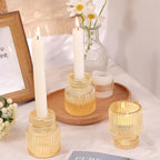 DARJEN 6 Pcs Gold Candlestick Holders - Glass Taper Candle Holders Tealight Votive Candle Holders for Table Centerpieces, Wedding, Dinner Party, Home, Gifts - color: Gold, size: 6Pcs