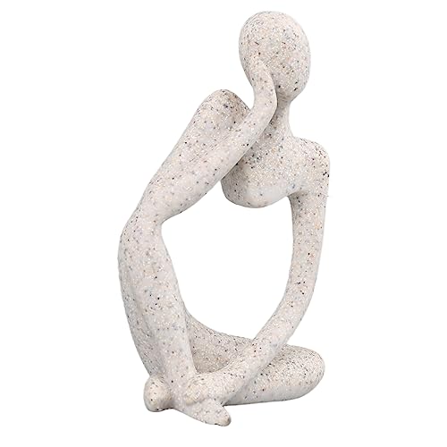 Abstract Thinker Statue | Synthetic Home Accent for Living Room/Office Desk/Bookshelf | Hollow Design Art Sculpture Collectible Present (Sandstone Right) - style: Sandstone Right