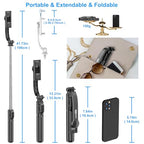 SelfieShow Selfie Stick, Extendable Selfie Stick Tripod with Wireless Remote and Tripod Stand, Portable, Lightweight, Compatible with iPhone 17 16 15 14 13 12 Pro Xs Max/Samsung Smartphone and More - style: Black