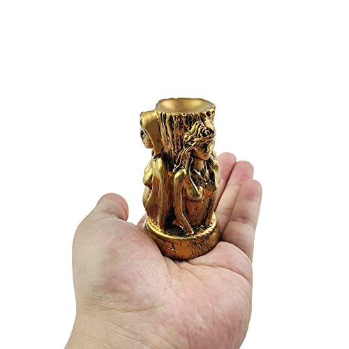 Witch Three Holy Crystal Ball Stand Sphere Display, Natural Healing Feng Shui Glass Orb Holder Base Statue Decoration, for 30mm-80mm Sphere - style: Witch Three Saints