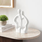 Danya B Hans White Abstract Embrace Couple Decorative Accent Matte Ceramic Sculpture Figure Set