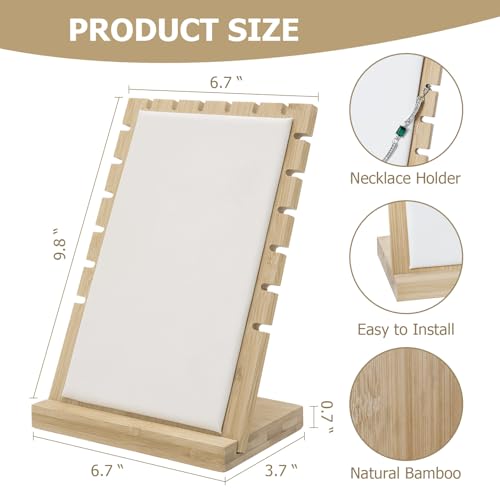 MyGift Set of 4 Bamboo and White Panel Jewelry Display Boards, Tabletop Necklace and Pendant Holder Stands for Retail or Home Organization - color: White, Set of 4