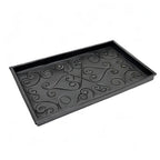 Achla Designs Scrollwork Rubber Boot Tray, Black, 24 inch L, Small - size: 24" x 14.3" x 1.5"