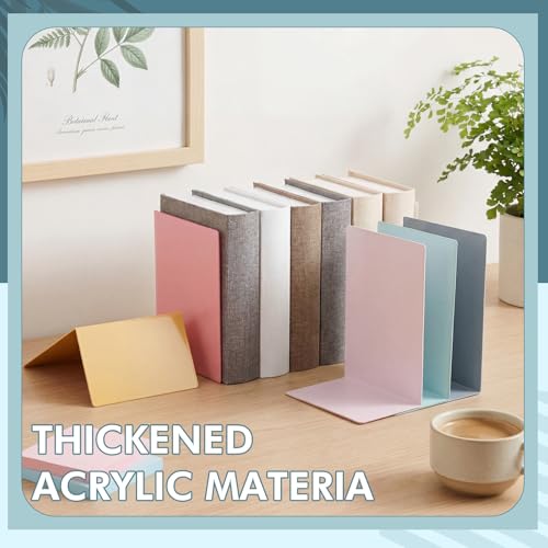 6 Pack Acrylic Bookends, Thickened Colorful Book Ends for Shelves, Assorted Colors, Stable Non-Slip Book Stoppers for Home Office Classroom Organization(Bohemian Colors) - color: Bohemian Colors