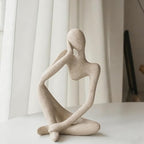 1PC Abstract Thinker Sculpture Statue, Sandstone Resin Art Figurine for Home Office Bookshelf Desktop Decor, Small Sandstone, Left