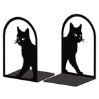 Peacoblue Metal Bookends for Shelves, Modern Decorative Heavy Duty Study Book Support Stoppers for Office, Desk, Shelf, Room 5.3"x4.3"x7.9" Cast Iron Simple Tall Bookends, 1 Pair (Cute Cat) - style: Cute Cat