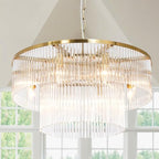 Modern Chandeliers Brass Glass Chandelier Lighting 8 Lights Round Dining Chandelier Light Fixture Ceiling Entryway Bedroom Kitchen Foyer 23.6" - size: Small Brass (23.6" x 70")