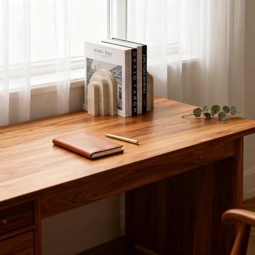1 Piece Modern Travertine Bookend, Arched Design, Natural Stone Book Holders for Desk and Shelf (Travertine - 1 Piece) - color: Travertine - 1 Piece