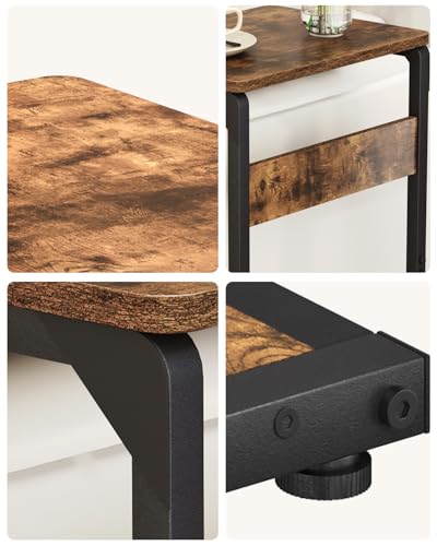 Small End Tables, Nightstand Set of 2, C Shaped Couch Side Table, Sofa TV Tray Table, Night Stand, Nightstands for Bedroom, Bedside, Living Room ET-YB-BRW2 - color: Rustic Brown