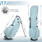 Luxury Womens Golf Bag, PU Leather Golf Stand Bag for Women/Ladies, 14-Way Full-Length Top Dividers, Ultra Lightweight, Large Pockets for Accessories - color: Powder Blue
