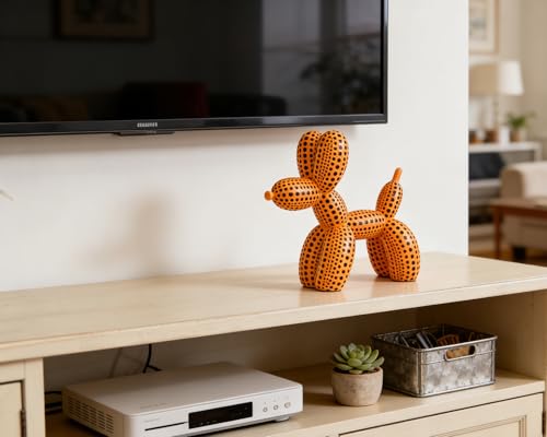 Balloon Dog Statue Decor Polka Dot Dog Cool Stuff to Put on Shelves, Orange Balloon Dog Statue Decoration Fun Paperweight, 5 inch Versatile Color Options - color: Orange