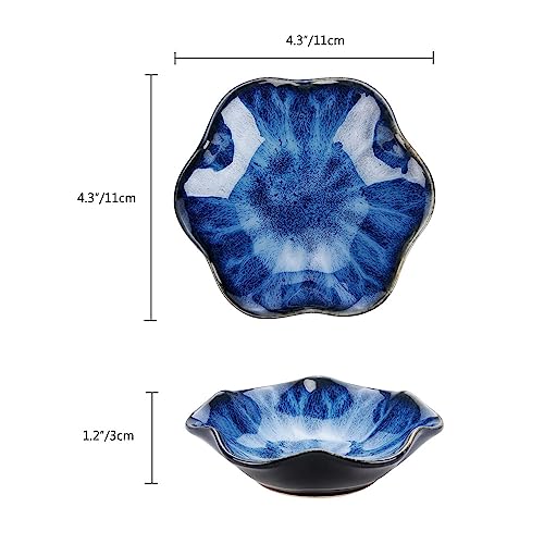 Lotus Leaf Shape Decorative Ring Tray, Small Key Bowl, Ceramic Trinket Tray Jewelry Dish Organizing Necklace Earrings, Home Decoration for Mom Best Friend Sister, Blue. - color: Blue Lotus